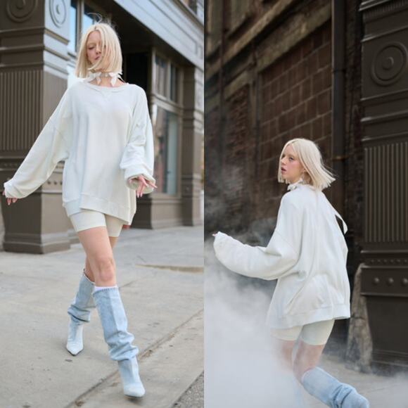 Selkie White Crew Neck Sweater - Picture 1 of 6